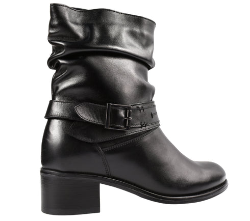 Ghete casual, dama, ADA SHOES, 2447 negru, piele naturala